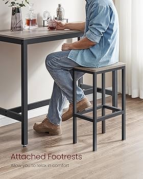 Amazon.com: VASAGLE Bar Table Set, Bar Table with 2 Bar